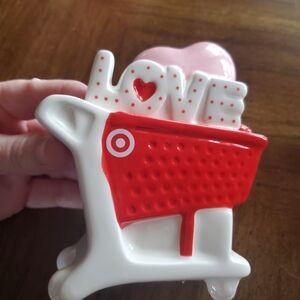 Red and White Love Shopping Cart Decor